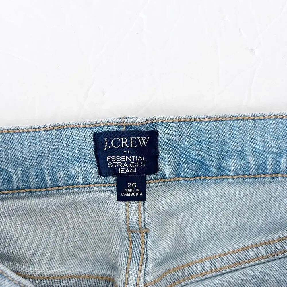J. Crew Essential Straight Distressed Jeans Sz 26